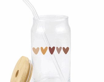 Valentine 16 oz glass with lid and straw | Gift ideas for a Friend |  Beach Pool Party | Birthday Gift Ideas | Galentine