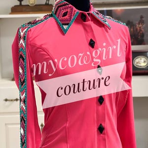 Coral Western pleasure Horse Show Shirt, Horsemanship, Women Rail Jacket, Western Show shirt