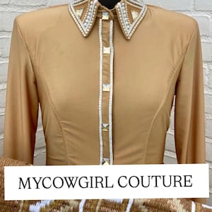 Beige & Black Western Show Shirt Showmanship Shirt for women show shirt for women horse riding Shirt beige Shirt with matching Pad
