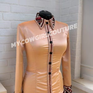 Peach Western pleasure Horse Show Shirt, Horsemanship, Women Rail Jacket, Western Show shirt