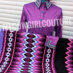 Pink & Black Western Show Shirt Showmanship Shirt for women show shirt for women horse riding Shirt pink Shirt with matching Pad