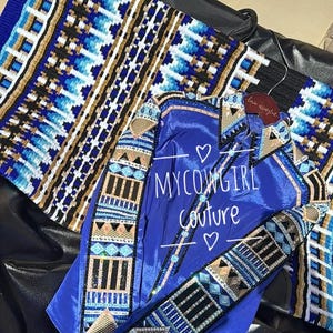 Blue Western Show Shirt Showmanship Shirt for women show shirt for women horse riding Shirt Blue Shirt with matching Pad