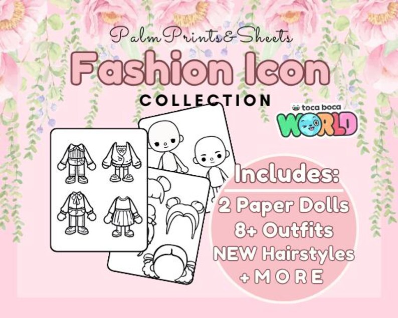 Toca Boca Paper Doll Coloring Pages: Fashion Icon Collection (digital Toca Boca Paper Doll Coloring Pages: Fashion Icon Collection (digital
