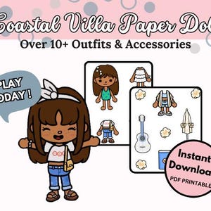 Coastal Villa Toca Boca Dress Up Paper Doll Printable Template