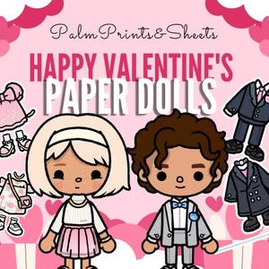 First Date Toca Boca Paper Doll Set - Valentine&#39;s Day Digital Download