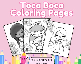 Flower Power Toca Boca Coloring Pages /Toca Boca Printable Color Pages / Toca Boca paper craft / quiet play pages / Printable Digital Sheets