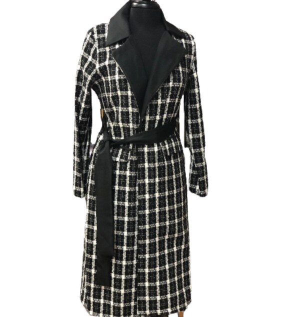 Plaid Black and White Wrap Jacket Etsy Canada