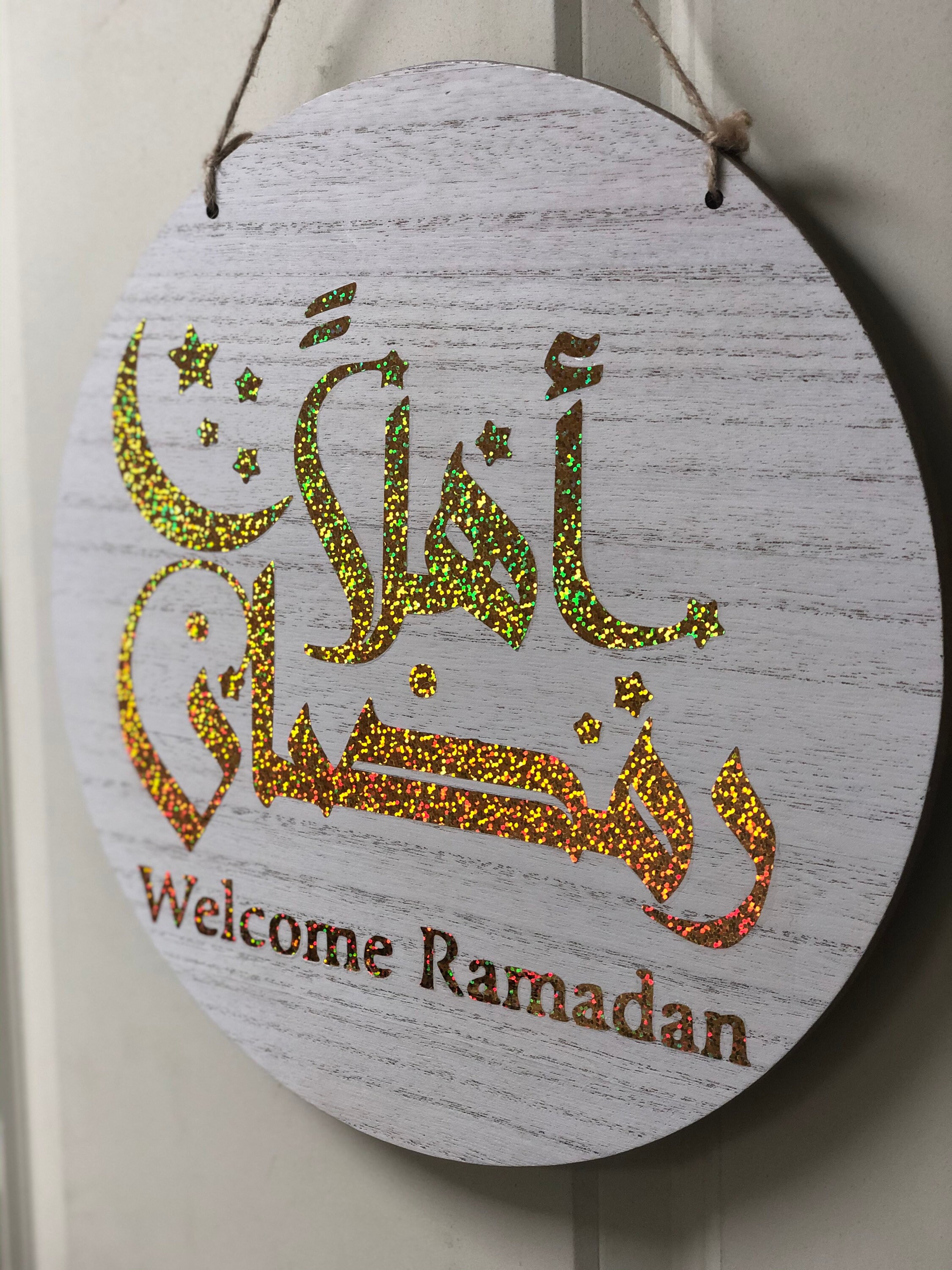 / Ahlan Ramadan door/wall hanging wood round decor 12 Etsy