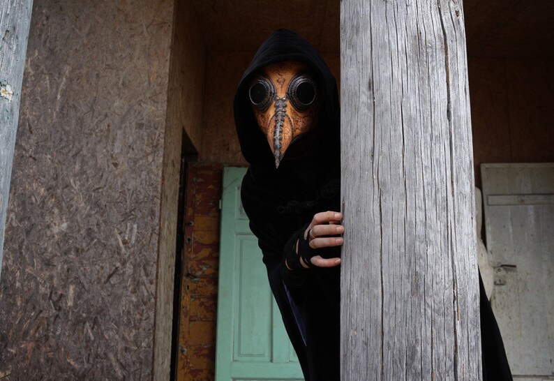 Customized Leather Full Plague Doctor Mask that fits Over Glasses