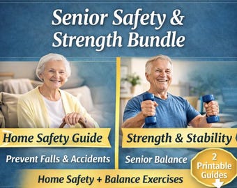 Senior Safety & Strength Bundle | Home Safety Checklist + Balance Exercises for Seniors | Fall Prevention Guide | Aging in Place Printable