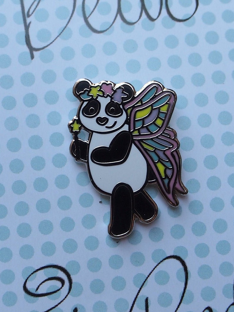 Fairy Panda Enamel Pin Lapel Pin Magical Fairy Panda Badge image 2