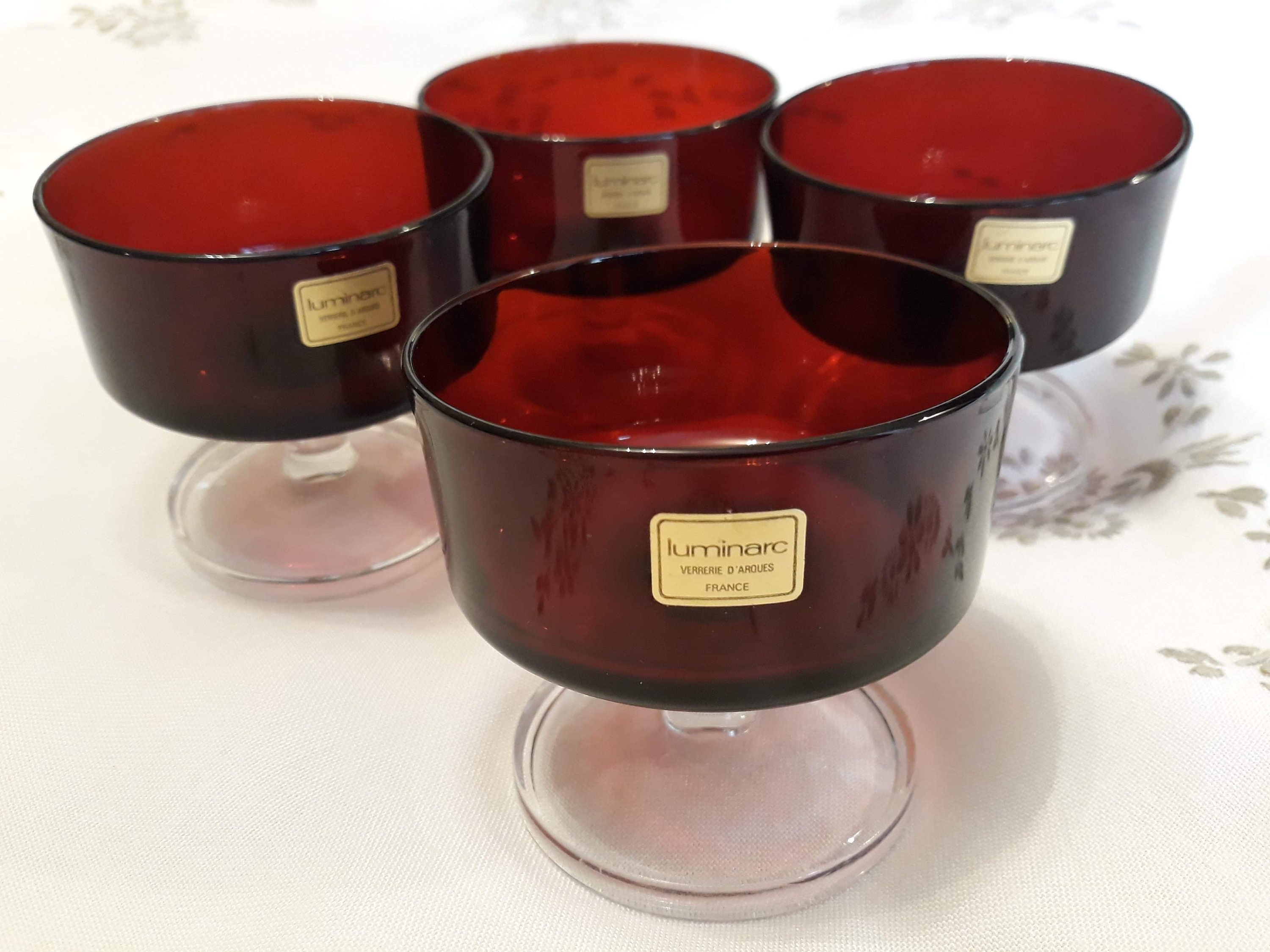 Vintage Luminarc France Red Glass Dishes Bowls With Clear Etsy Canada