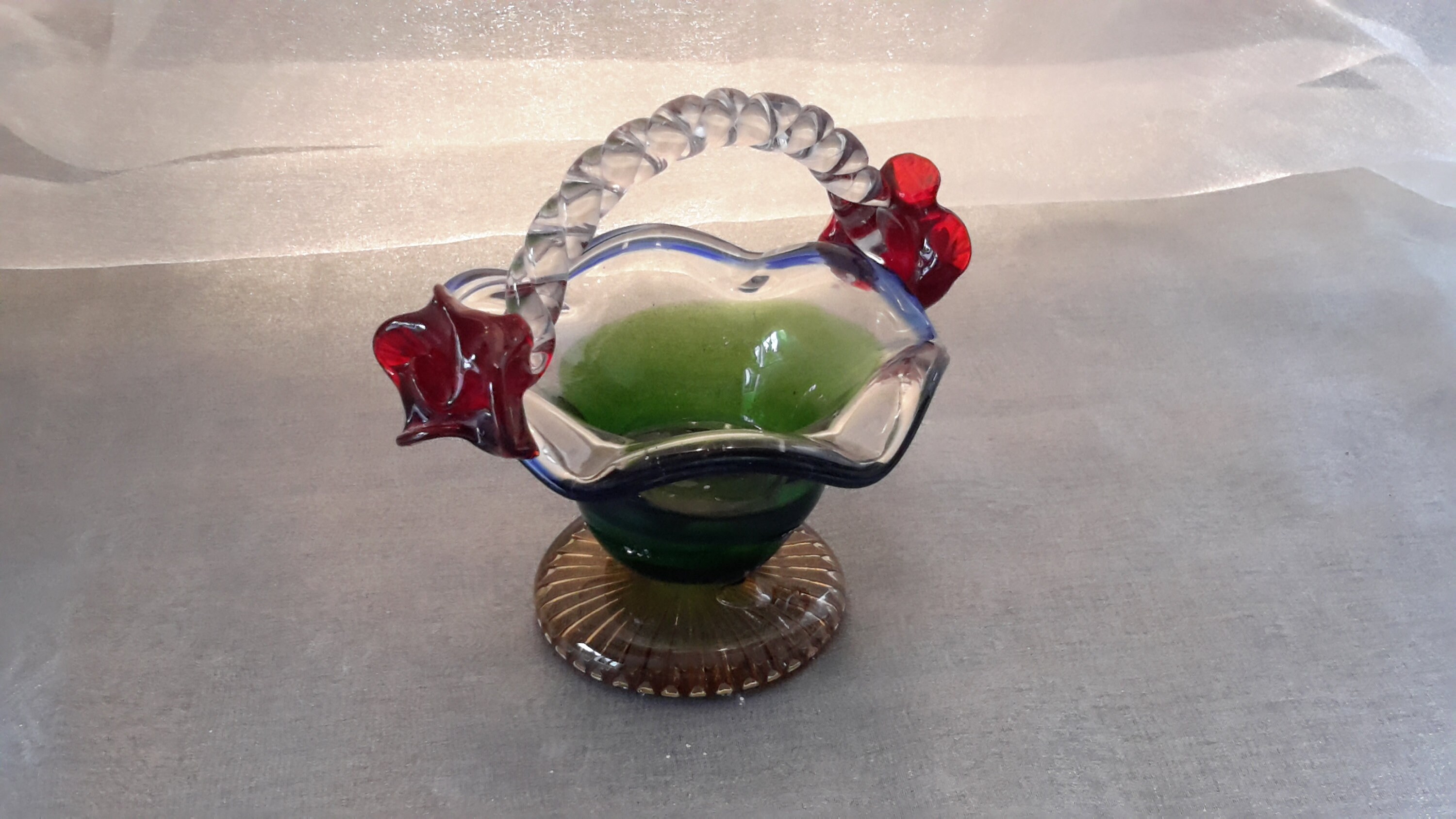 Vintage coloured glass posy vase trinket bon bon bowl hand Etsy