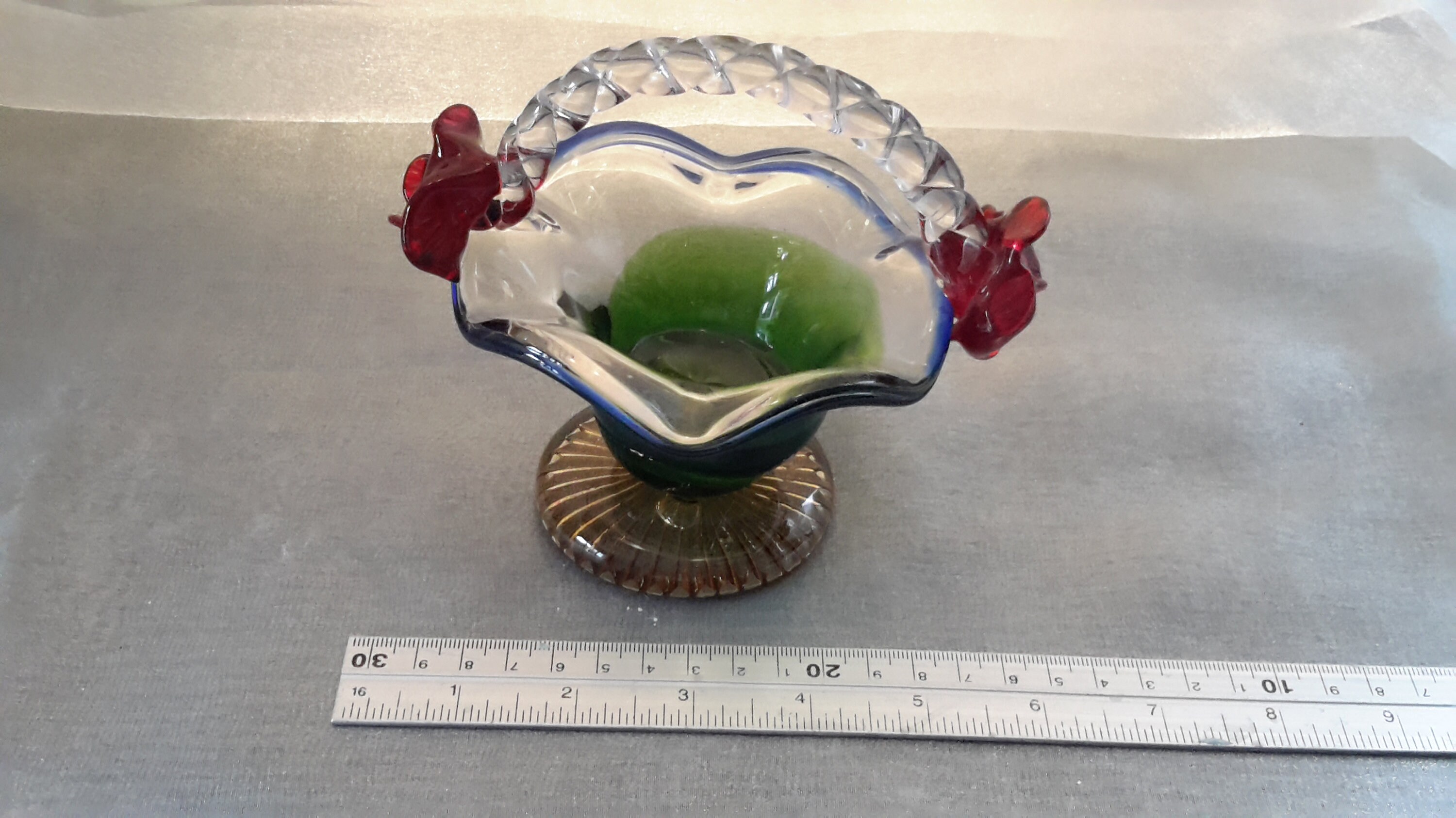 Vintage coloured glass posy vase trinket bon bon bowl hand Etsy