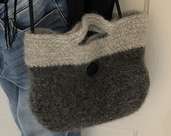 Felted wool tote with cross body strap