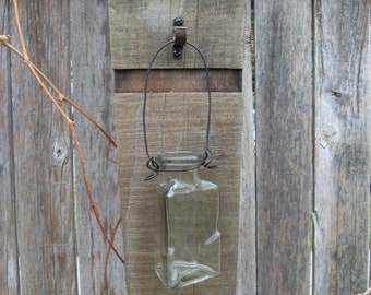 Aged cedar planter wall sconce with hanging vase