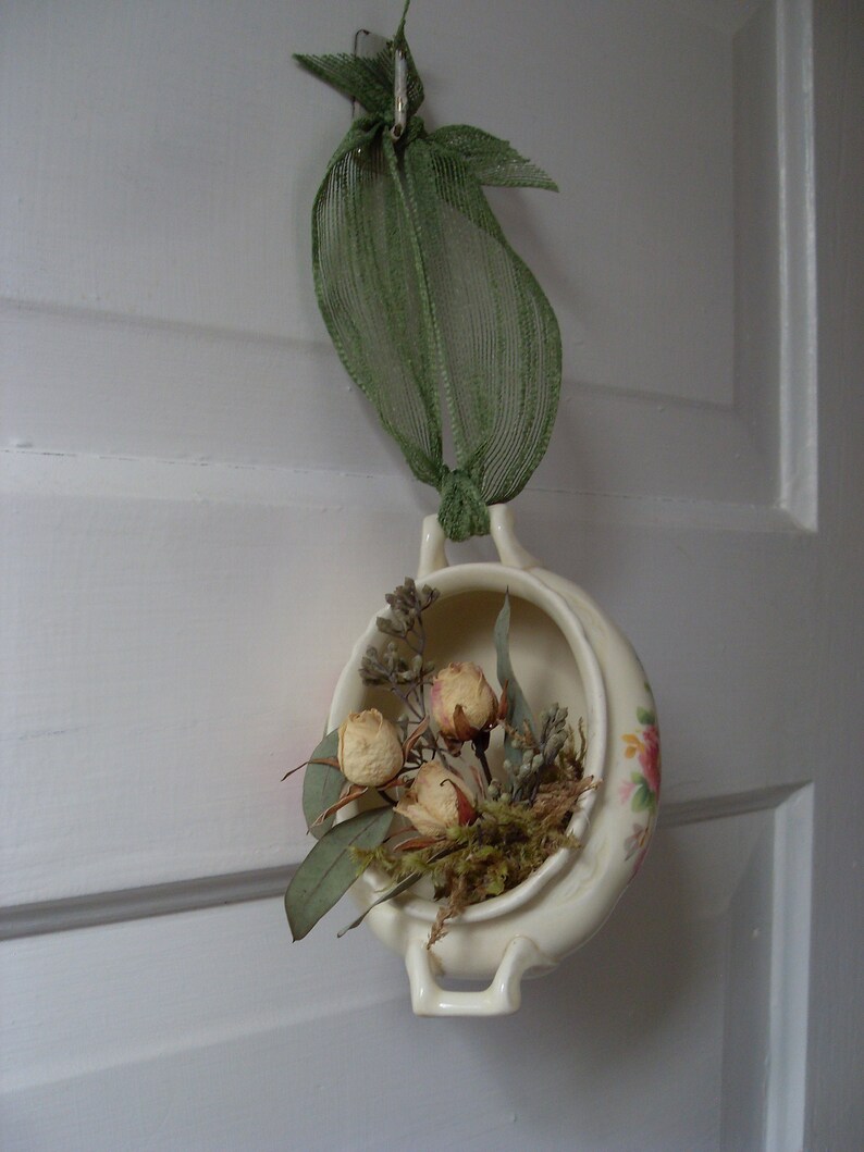 Hanging Floral Arrangement in Vintage Ceramic Ware Etsy