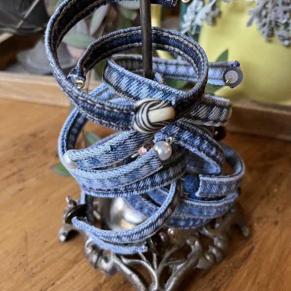 Denim Wrapped Bracelet, single