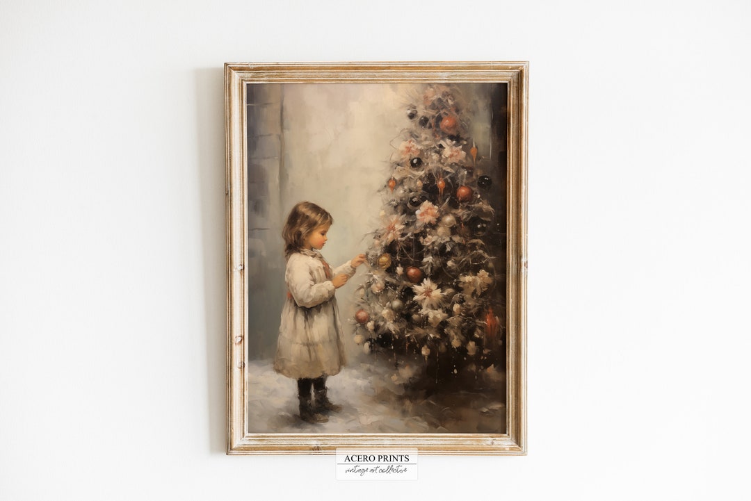 PRINTABLE Winter Christmas Wall Art, Christmas Vintage Style Oil