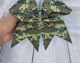 6 cheer bow lot Money dollar camo peace glitter Camo Cheer Bow - Glitter Cheer Bow - Sparkle Cheer Camo  main image 4