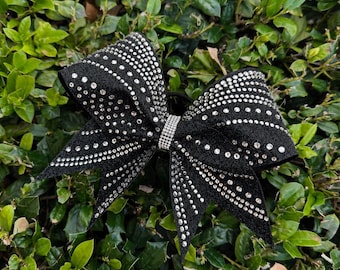 Black Rhinestone Cheer Bow, Competition Cheer Bow, Glitter Cheer Bow, AB or Crystal Rhinestone