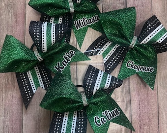 Personalized Glitter Cheer Bow – Custom Name Cheer Bow – Competition Cheer Bow – Rhinestone Sparkle Cheer Bow - Team Bows