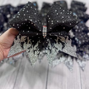 Flame Cheer Bow - Rhinestone Bow - Competition Bow - Three Inch Bows - Cheer Bows - Glitter Bow  - Cheerleading Bow - Team Bows - Dance Bow