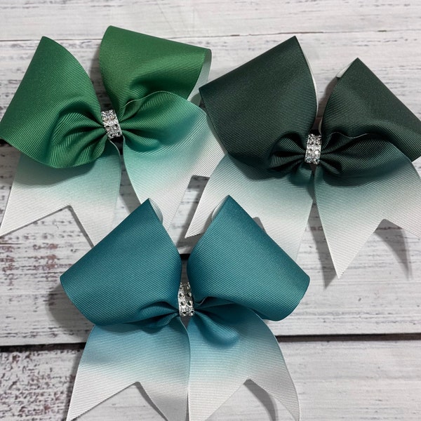 Ombré Cheer Bow - Green Bow - 3inch Bows - Cheer Bows - Colored Bows - Cheerleading Bow - Team Bows - Grosgrain Bow - Dance Bow