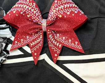 Röd glitter strass cheerleader-rosett | Tävlingscheerleader-rosett | Bling cheerleader-rosett | Anpassad cheerleader-rosett | All Star-cheerleader | Dansrosett