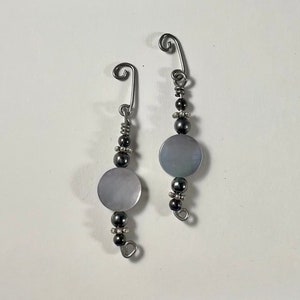 Pearl Grey Shell Bead Stack Ear Cuff Charm
