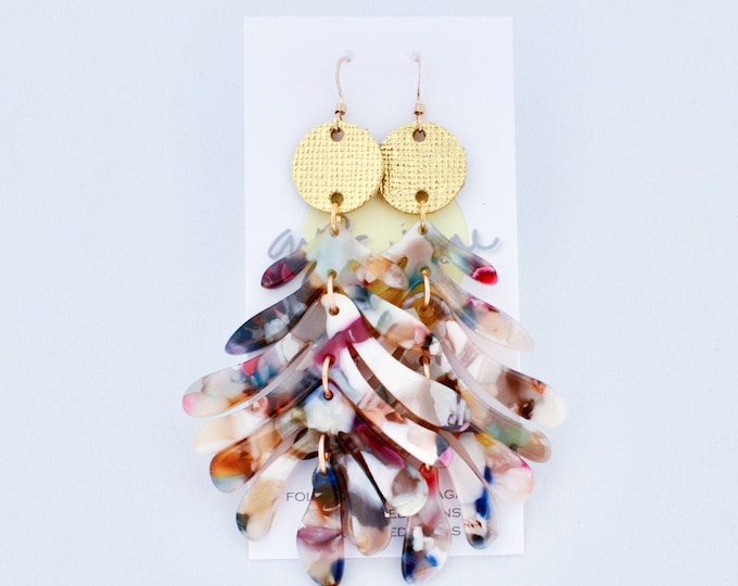 Multicolored or Green Acrylic Statement Earrings