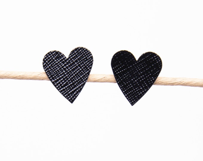 Heart stud earrings, heart leather earrings, Valentine’s earrings