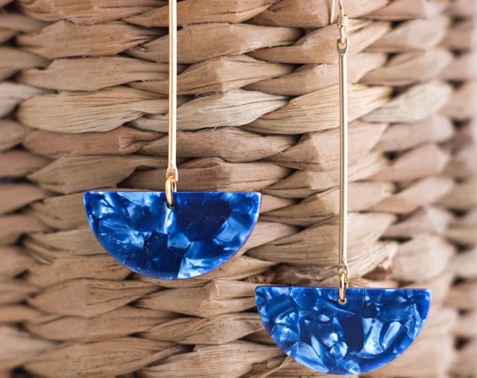 Blue earrings, statement earrings, modern earrings, simple blue earrings, statement earrings, Navy earrings