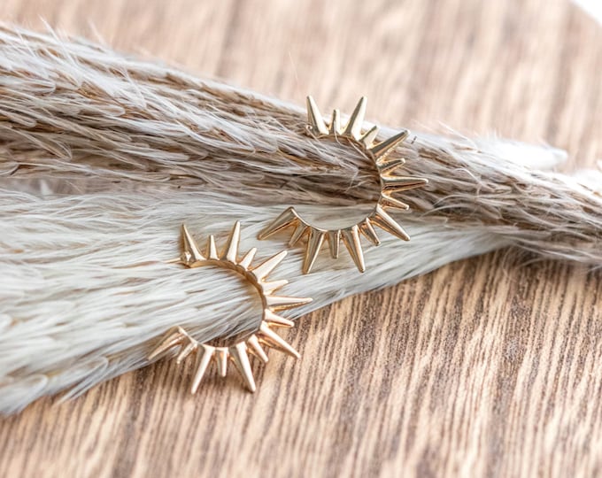 Gold plated spiked hoops, spiked hoops, white gold spikes, silver spike hoops, spike hoops