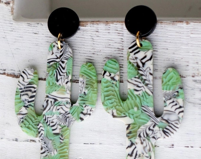 Cactus Earrings, Cactus, Green Cactus earrings, statement earrings
