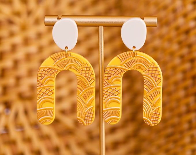Lightweight earrings, yellow earrings, modern earrings