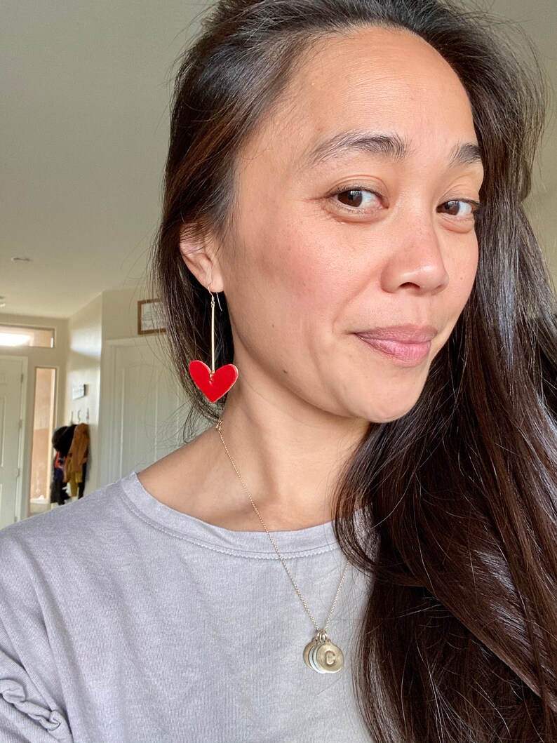 Valentine\u2019s earrings heart leather earrings Heart earrings