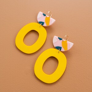 Yellow earrings, yellow statement earrings, summer earrings, drop earrings, bold earrings, lightweight earrings