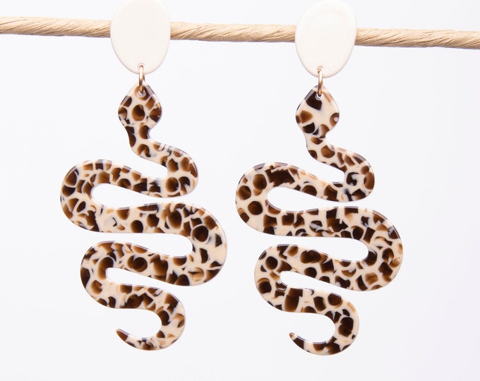 Snake earrings, acrylic earrings, snake drop earrings