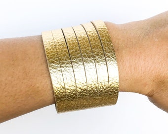 Metallic gold cuff bracelet, cuff bracelet, leather cuff, gold leather cuff bracelet