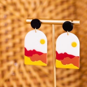 Sunset earrings, Sun earrings, lightweight earrings, statement earrings