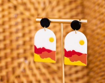 Sunset earrings, Sun earrings, lightweight earrings, statement earrings