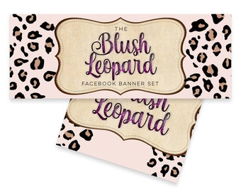 Blush Leopard Facebook Page Set, Boutique Rustic Facebook Banner Designs, Instant Download, Social Media Set, Facebook Business Page Cover