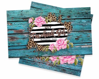 Banner de Facebook con estampado de leopardo floral: Diseños de páginas de Facebook en blanco (descarga digital)