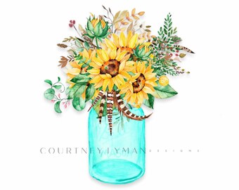 Free Sunflower In Mason Jar Svg 476 SVG PNG EPS DXF File