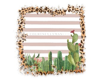 Cactus Leopard Print: Rustic Cheetah Stripes Graphic (PNG Digital Download)