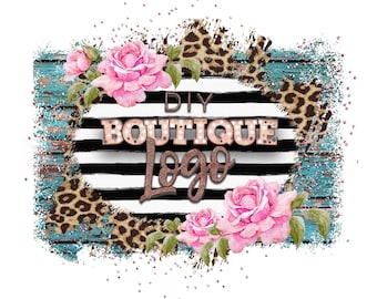 Floral Leopard Boutique Logo  (PNG Instant Download)