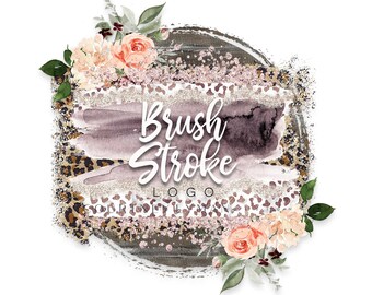 Logotipo con pinceladas florales: Diseño rústico de boutique (PNG/JPEG)