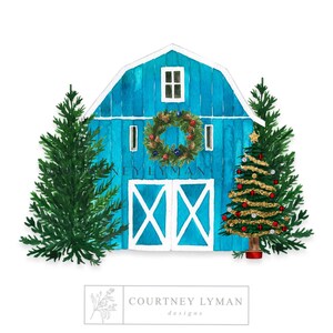 Christmas Barn Scene Clip-Art: Holiday Graphic (PNG)