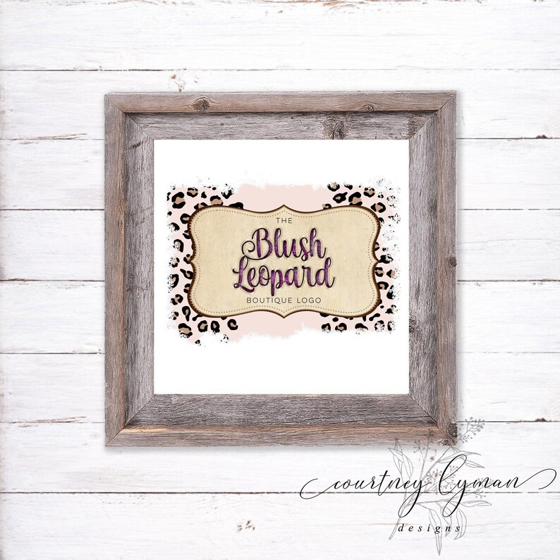 Blush Leopard Logo, Boutique Logo, Pink Leopard Business Logo, Western Logo, Boho Pink Logo, Rustic Blush Logo Design, Blank Logo Design PNG
